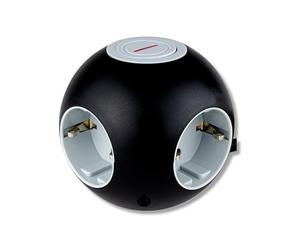 REV PowerGlobe Prise Cube Ronde avec Interrupteur 1,4 m 3500 W Noir/Gris
