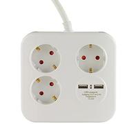 REV PowerQuad 3X Blanc Rallonge multiprise + 2X USB