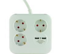 REV PowerQuad Bloc 3 prises + 2x USB blanc