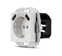 REV PrimaLuxe - Prise avec 2 Ports USB - USB : Max. 2,1 A, 5 VDC, 10,5 W, Blanc