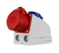 REV Prise CEE murale - 400VAC, 16A, 5 pôles, 3Ph+N+PE, étanche IP44, rouge