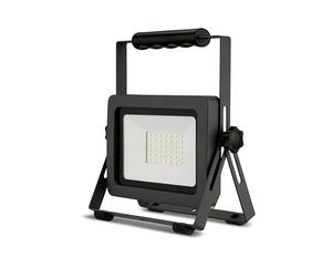 REV Projecteur de chantier LED - 30 W, 2550 lm, IP65, 6500 K, robuste en aluminium pour chantier, atelier et cave, câble en caoutchouc de 2,5 m - Anthracite/argenté