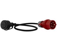 REV Rallonge CEE 0,8 m - Câble CEE H07RN-F Caoutchouc, 16 A/230 V - Fiche CEE vers connecteur à Prise de Terre, idéale pour Le Camping et Les activités de Plein air, IP44, Noir