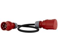 REV Rallonge CEE 0,8 m - Câble CEE H07RN-F Caoutchouc, 16 A et 32 A/400 V - Fiche CEE vers connecteur CEE, idéale pour Le Camping et Les activités de Plein air, IP44, Noir