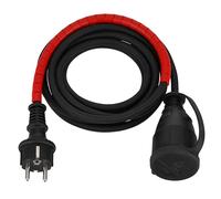 REV Rallonge de câble de 3 m avec Cache câble - Rallonge extérieure avec fiche Mise à la Terre 16 A/230 V IP44 (Noir)