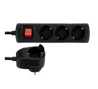 REV Rallonge multiprise 3+1x 2m + interrupteur, noir