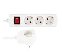 REV 0012395114 WS Rallonge multiprise 3+1x 5m + Interrupteur, Blanc, 5 m