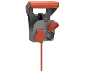 REV Rallonge RollON avec Double Prise, IP44, 3680 W, 10 m, Support Mural, Orange