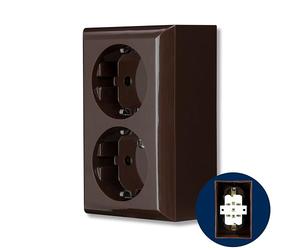 Rev Ritter 0510076777 PlanoLuxe Lot de 2 Prises de Courant Apparentes Marron