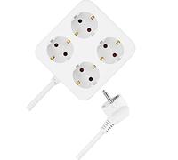 Rev Ritter 0512299555 Multiprise de forme carrée à 4 entrées Blanc 1,4 m