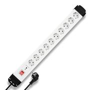 REV Ritter 0512523555 Multiprise en plastique avec baguette et parasurtenseur 10 prises Blanc 2 m