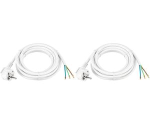 Rev Ritter 0577333555 H05VV-F Câble d'alimentation avec Prise de Terre Blanc 1,5 mm² 3 m (Lot de 2)