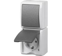 REV AquaForm, prise - Combinaison d'interrupteurs A/W, IP44, unipolaire, montage en saillie, verticale, gris