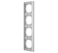 REV Série d'interrupteurs Nova - Cadre vertical à 4 prises pour prises, interrupteurs et autres inserts, couleur aluminium
