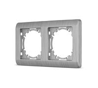 REV Série d'interrupteurs Nova - Double cadre horizontal pour prises, interrupteurs et autres inserts, couleur aluminium