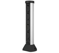 REV SilverCraft - Colonne de prise de jardin à 4 prises - Hauteur : 57 cm - Prise d'extérieur IP44 - Protection contre les projections d'eau - Noir