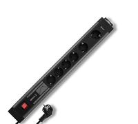 REV SupraGuard Multiprise 4 + 2 Prises - Multiprise avec Interrupteur, câble de 3,3 m, Protection Contre Les surtensions et Filtre d'alimentation, Noir/Anthracite