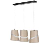 REV Suspension à 3 ampoules E27. Plafonnier de salon (L x l x H) 60 x 16 x 120 cm - suspension réglable. Abat-jours Ø 16 cm, beige