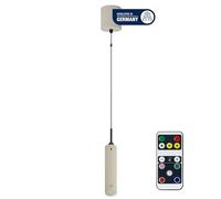 REV Suspension à batterie, 130 lm, intensité variable, 3 couleurs, minuterie 1 à 4 h, hauteur réglable en tirant (37 à 163 cm), avec télécommande, idéale comme lampe de chevet sans électricité, beige