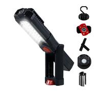REV Torch Lampe de travail LED compacte avec pied magnétique à 360° et crochet de suspension, idéale pour atelier et voiture, noir/rouge