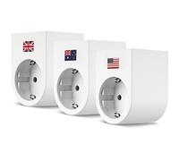 REV Traveler Adaptateur de Voyage, 3 Prises de Voyage (USA, UK, AUS, CN), Blanc