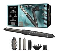 REVAMP Curl Air Style 7 in 1 Ionic Hot Air Styler - Brosse Soufflante, Brosse Séchante Multistyler avec Moteur Brushless, 6 Accessoires Coiffants, Boucleurs Auto Wrap, Brosse Paddle, Diffuseur
