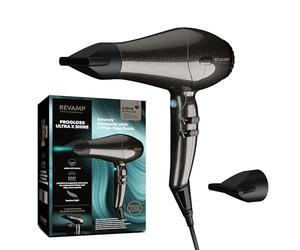 REVAMP Featherlite Ultra X Shine Seche Cheveux Ionique - Seche Cheveux Professionnel, Moteur Electrique à Couple élevé, Flux d'Air Puissant, Séchage Rapide -Fonction Air Froid - 2 Accessoires Coiffure