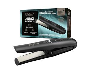 REVAMP Liberate Sèche-Cheveux Compact Sans Fil - Lisseur Rechargeable de Voyage pour Styles Lisses, Bouclés et Ondulés - Appareil Portable en Céramique, Coloris Noir