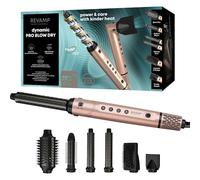 REVAMP Dynamic Radiance Pro Brosse Soufflante 7 en 1 - Moteur Numérique Brushless, Air Styler Séchage Rapide, Boucleur Automatique, Brosse Rétractable, 6 Accessoires de Coiffage, Trousse Beauté