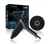 REVAMP Progloss Quad Ionic 3800 Sèche-cheveux léger et portable avec concentrateur et accessoire volumisateur, infusé d'huiles super lisses pour une brillance améliorée en salon, noir/bleu