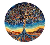 Rêve Abstrait Arbre de Vie Lavable Rond Tapis pour Salon Retro Fantasy Tapis de Cercle de pépinière antidérapant avec Support en Caoutchouc 160cm