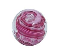 Rêve Boule 216 (moyen 6,5-7 cm) Violet avec Fleur Blanche de bulles - Boule en verre Presse-papier