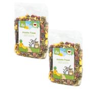 Rêve de Fruits | Snack pour rongeurs & Lapins Nains | 2 x 200 g | JR Farm | Aliment complémentaire | Pour compléter la ration quotidienne | Avec banane, ananas et noix | Pack Double