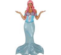 Rêve de sirène Robe de carnaval Fantaisie Sous l'eau Elégance Brillance Sirène Etoile de mer Mer Aventure Carnaval Figure de sirène Aquatique Ivresse, Taille : 36 - 38 (S) Couleur : Bleu
