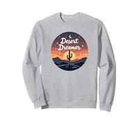 Rêve du désert : enchanteur Coucher de Soleil Cactus Paysage Art Sweatshirt, Unisexe pour Adultes, Gris Chiné, L