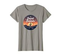 Rêve du désert : enchanteur Coucher de Soleil Cactus Paysage Art T-Shirt, Femme, Ardoise, XXL