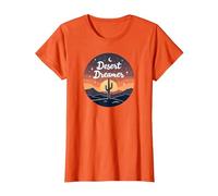 Rêve du désert : enchanteur Coucher de Soleil Cactus Paysage Art T-Shirt, Femme, Orange, M