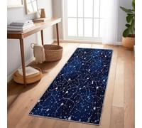 Rêve Galaxie Constellation Tapis de Couloir Long 50 x 140 cm, Lavable en Machine Bleu Foncé Tapis Long, Antidérapant Absorbant Tapis de Passage Cuisine pour Interieur Chambre à Coucher et Salon