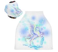 Rêve Licorne Cheval Blanc Housse de Canopée pour Poussette,Siège de Voiture pour Bébé Dais Siège Auto Couverture D'Allaitement Pare-Soleil Respirant Extensible pour Bébé