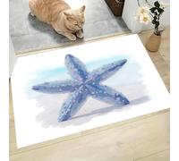Rêve Océan Tapis Salon 60x90cm, Aquarelle Étoile De Mer Tapis Lavable en Machine, Doux Poil Ras Antidérapant Rug pour Salle à Manger, Chambre d'enfant, Cuisine, Chambre Adulte, Bleu Clair