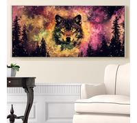 Rêve Peinture Diamant XXL Loup Diamond Painting Adulte 40x90cm, 5D Diamant Painting Art Creatif Adulte, DIY Diamond-painting Strass Point de Croix Kit Grande pour Decoration Maison Murale, Model231