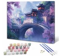 Rêve Peinture Numero Enfant, 35x45 cm Peinture Numero Adulte Petite ville Canevas Adulte Enfant Débutant Facile DIY de Kit avec Acrylique et Pinceaux, Paint by Numbers pour Femme Cadeau Y3-167