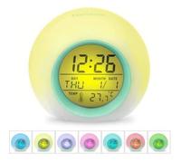 Réveil 7 Couleurs et 6 sons de Nature Lumière de Nuit lampe de Table Affichage de Température Intérieure pour Parent Étudiant