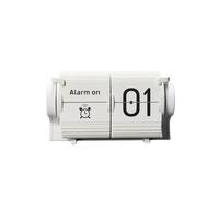 Réveil à Affichage Mécanique Compact, Blanc, Sans Base | Alimentation par Piles sans Fil, Réveil avec Calendrier, Grands Chiffres, Horloge Table avec Calendrier, pour Étagère