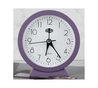 Réveil à côté de l'étudiant rond réveil analogique super silencieux sans tic-tac pour bureau salon école table de chevet horloge décorative à piles réveil intelligent (violet)