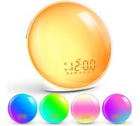 Réveil à double alarme avec simulation de lever de soleil, fonction snooze pour enfants, gros dormeurs, chambre à coucher, radio FM, sons de la