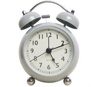 Réveil à double cloche avec rétroéclairage pour dormeurs lourds - Design vintage - Alimenté par piles - Gris