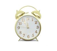 Réveil à double cloche, super puissant, sans tic-tac, avec veilleuse à piles, silencieux, pour chambre à coucher, salon, étude (doré)