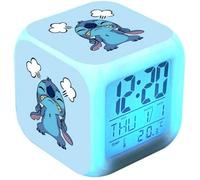 Réveil À LED, Réveil À Changement De Couleur Stitch Baby, Horloge LCD Cube avec Éclairage De Nuit, Réveil pour Enfants avec Lumière