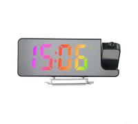 Réveil à projection avec affichage de l'heure réglable au plafond ou au mur, capteur de température, format 12/24 heures et écran numérique LED pour chambre à coucher ou usage domestique, alimentation